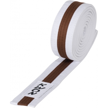 Budo pásek KWON dětský bílo-hnědo-bílý