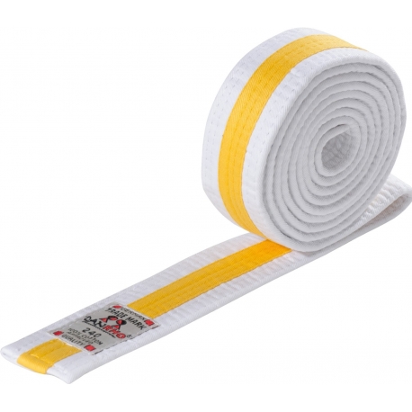 Budo pásek DANRHO dětský bílo-žluto-bílý