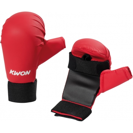 Rukavice na karate KWON krytý palec červené